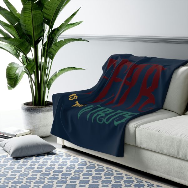 Sherpa Fleece Blanket Fear Is The Virus LOGO (Dark Blue BG) - Image 3