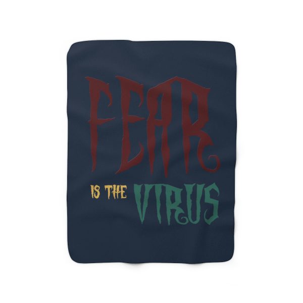 Sherpa Fleece Blanket Fear Is The Virus LOGO (Dark Blue BG)