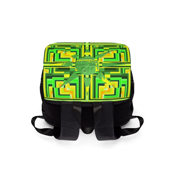 Unisex Casual Shoulder Backpack - No Man Made Climate Change - Multi Green Geometric BG