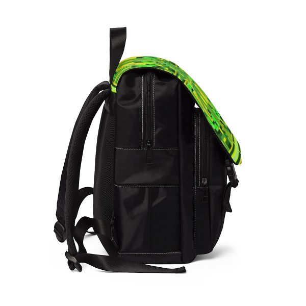 Unisex Casual Shoulder Backpack - No Man Made Climate Change - Multi Green Geometric BG - Image 3