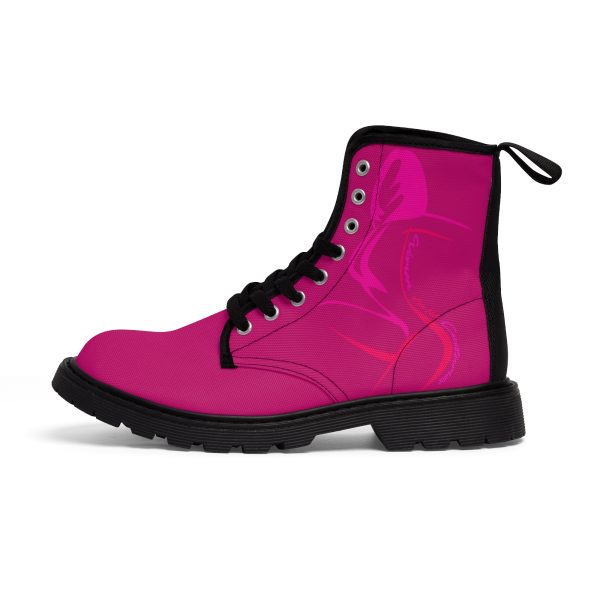 Women's Canvas Boots - Women Are Not Costumes (Dark Rose Pink BG) - Image 12