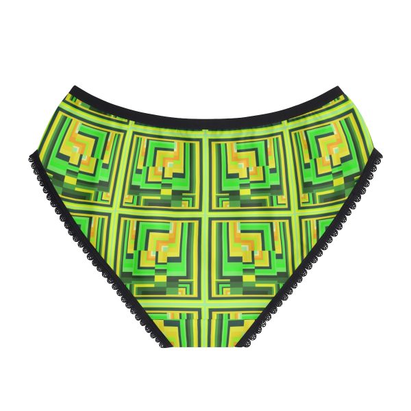 Women's Briefs (AOP) - No Man Made Climate Change - Multi Green Geometric BG - Image 3