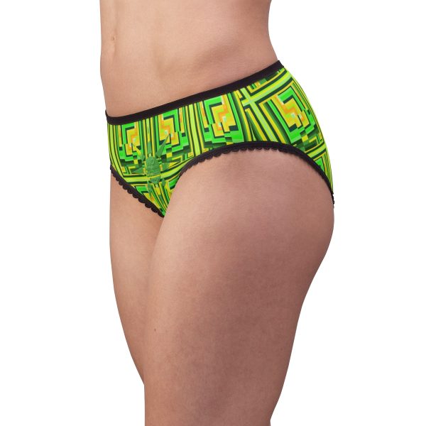 Women's Briefs (AOP) - No Man Made Climate Change - Multi Green Geometric BG - Image 4