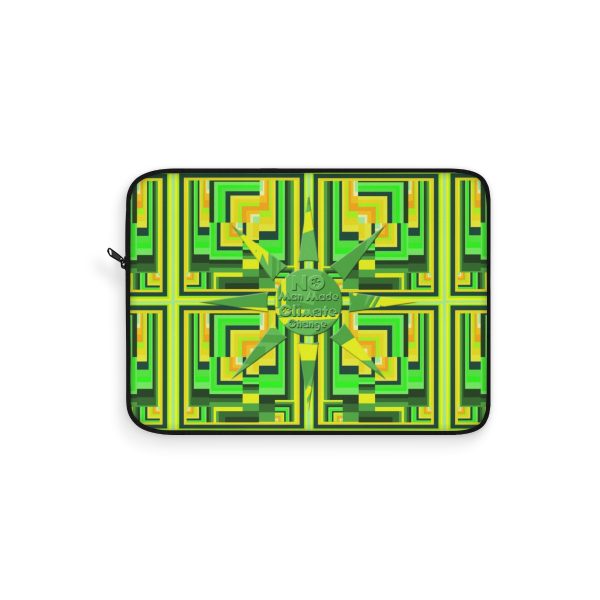 Laptop Sleeve - No Man Made Climate Change - Multi Green Geometric BG