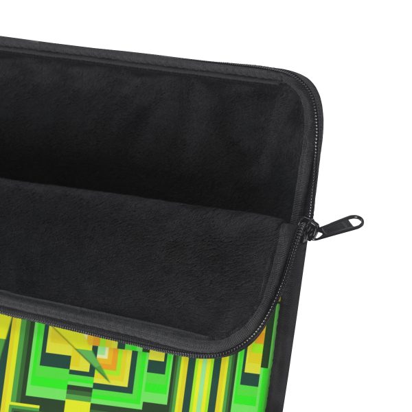 Laptop Sleeve - No Man Made Climate Change - Multi Green Geometric BG - Image 6