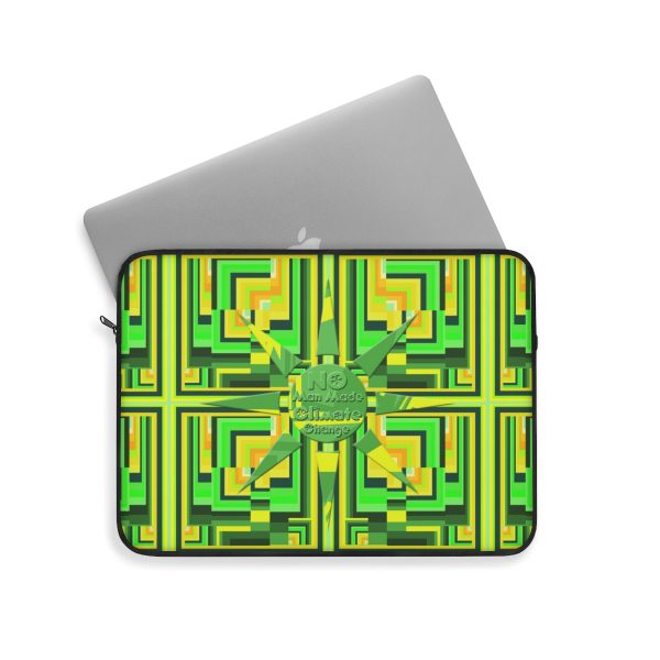 Laptop Sleeve - No Man Made Climate Change - Multi Green Geometric BG - Image 8