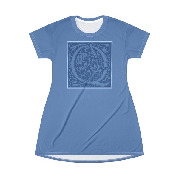 T-Shirt Dress (AOP) Q Blue (Denim Blue BG) - Image 2