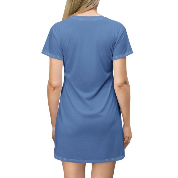 T-Shirt Dress (AOP) Q Blue (Denim Blue BG) - Image 3