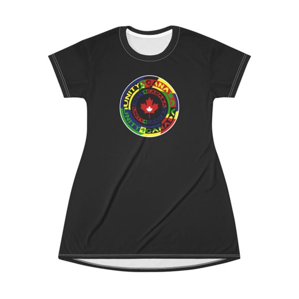 T-Shirt Dress (AOP) Unity4Canada - Multi Colour (Black BG) - Image 2