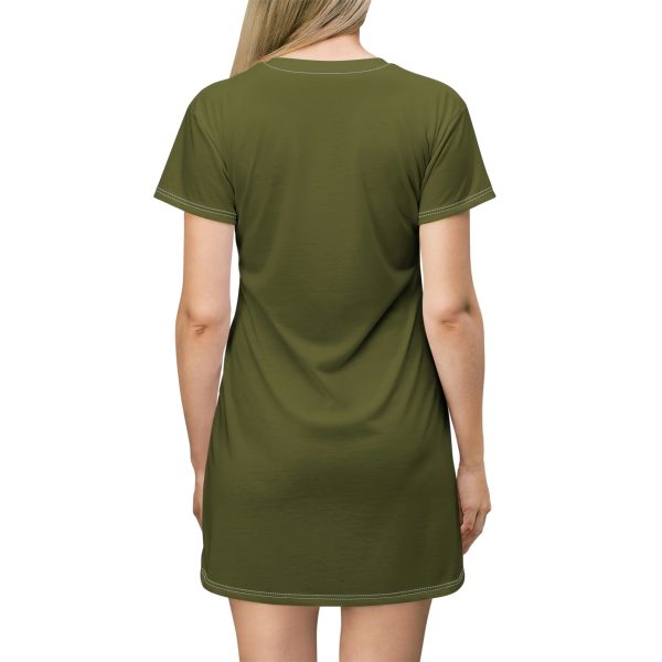 T-Shirt Dress (AOP) Unity4Canada - Earth Tones (Army Green BG) - Image 3