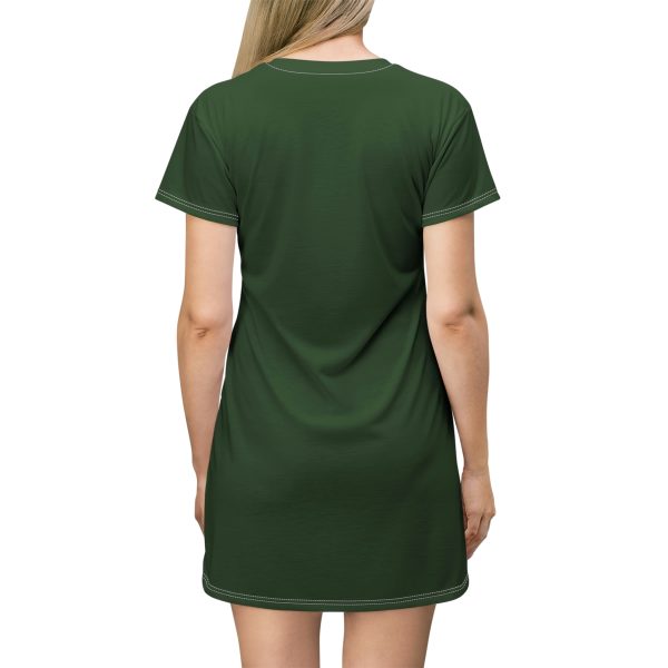 T-Shirt Dress (AOP) Love One Another Green (Dark Green BG) - Image 3