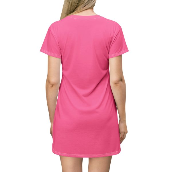 T-Shirt Dress (AOP) Q Wine (Pink BG) - Image 3