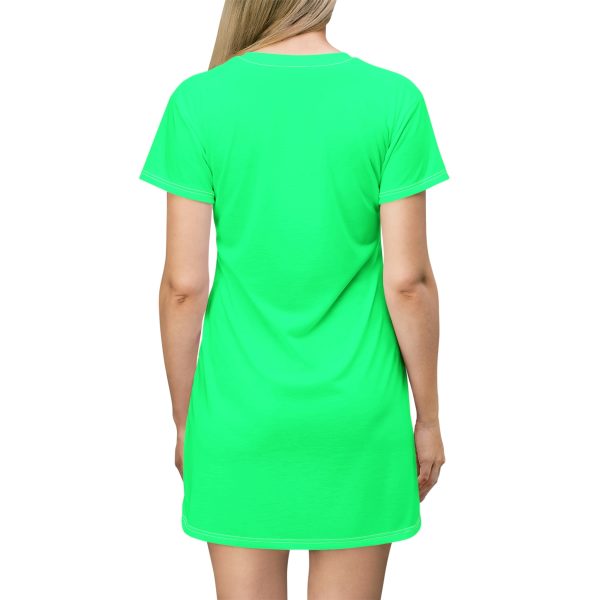 T-Shirt Dress (AOP) Freedom LOGO 2 (Lime Green BG) - Image 3