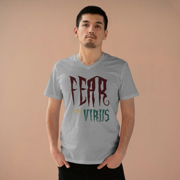 Men’s Presenter V-neck - Fear Is The Virus LOGO1 - Image 15