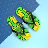 Flip Flops - No Man Made Climate Change - Multi Green Geometric BG - Image 10