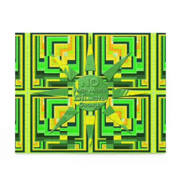 Puzzle (120, 252, 500-Piece) - No Man Made Climate Change - Multi Green Geometric BG - Image 4