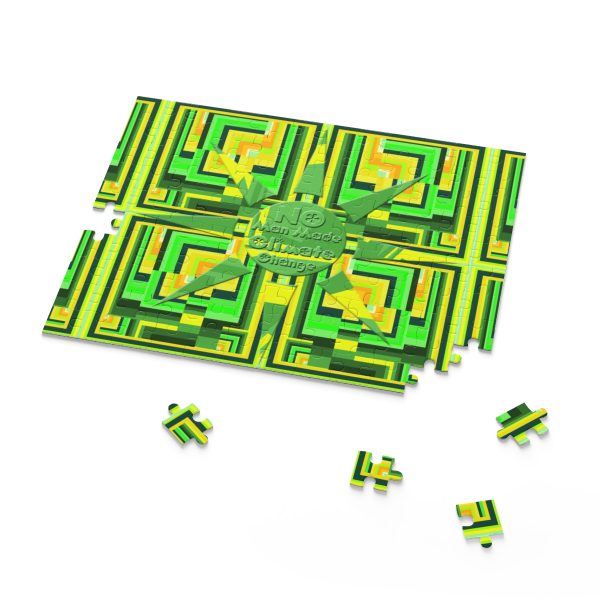 Puzzle (120, 252, 500-Piece) - No Man Made Climate Change - Multi Green Geometric BG - Image 6
