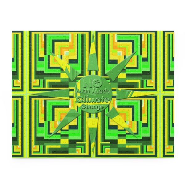 Puzzle (120, 252, 500-Piece) - No Man Made Climate Change - Multi Green Geometric BG - Image 7