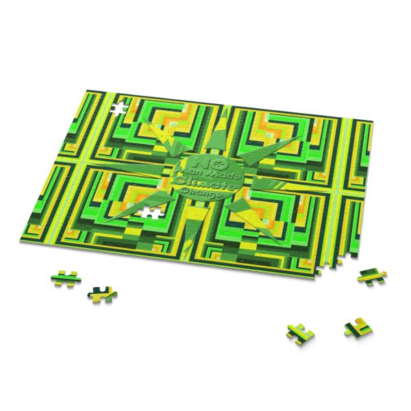 Puzzle (120, 252, 500-Piece) - No Man Made Climate Change - Multi Green Geometric BG - Image 9