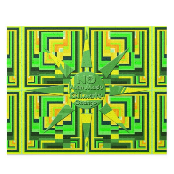 Puzzle (120, 252, 500-Piece) - No Man Made Climate Change - Multi Green Geometric BG - Image 2