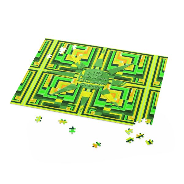 Puzzle (120, 252, 500-Piece) - No Man Made Climate Change - Multi Green Geometric BG - Image 3