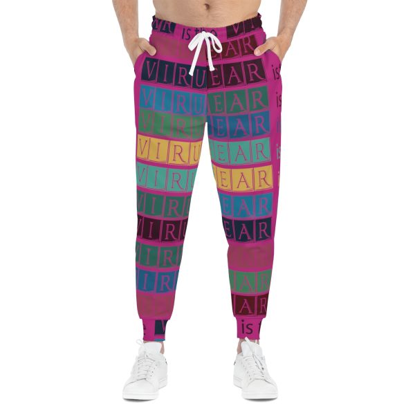 Athletic Joggers (AOP) - Fear Is The Virus LOGO 3 (Hot Pink BG) - Image 4