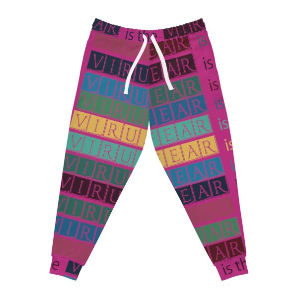 Athletic Joggers (AOP) - Fear Is The Virus LOGO 3 (Hot Pink BG) - Image 2