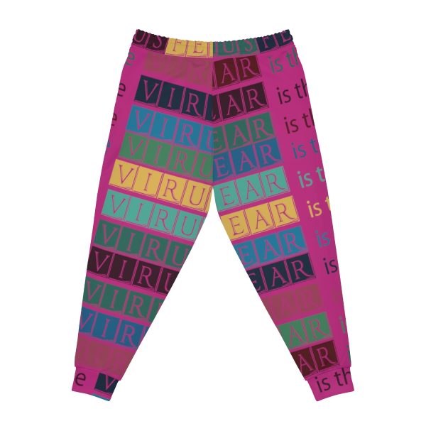 Athletic Joggers (AOP) - Fear Is The Virus LOGO 3 (Hot Pink BG) - Image 3