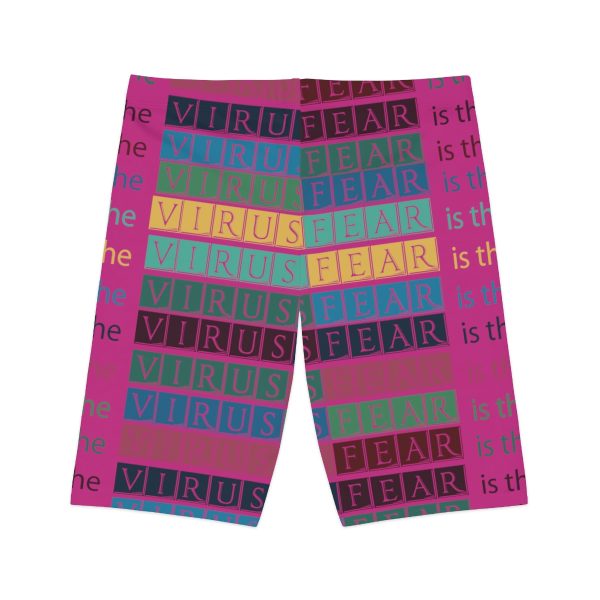 Women's Bike Shorts (AOP) - Fear Is The Virus LOGO 3 (Hot Pink BG) - Image 9