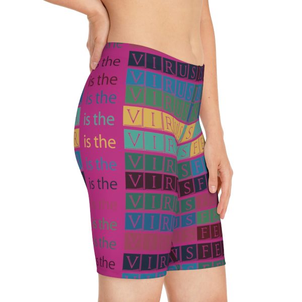 Women's Bike Shorts (AOP) - Fear Is The Virus LOGO 3 (Hot Pink BG) - Image 23