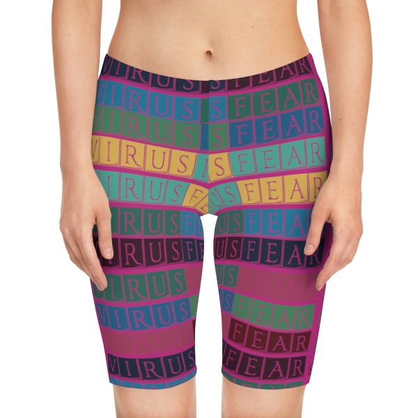 Women's Bike Shorts (AOP) - Fear Is The Virus LOGO 3 (Hot Pink BG) - Image 19
