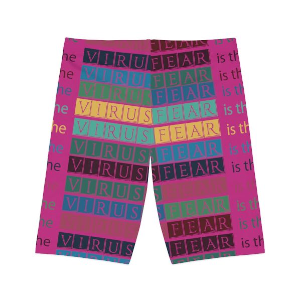 Women's Bike Shorts (AOP) - Fear Is The Virus LOGO 3 (Hot Pink BG) - Image 21