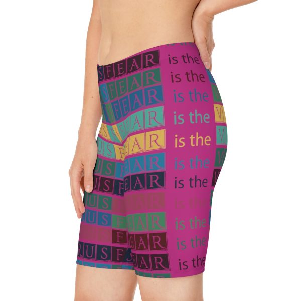 Women's Bike Shorts (AOP) - Fear Is The Virus LOGO 3 (Hot Pink BG) - Image 30