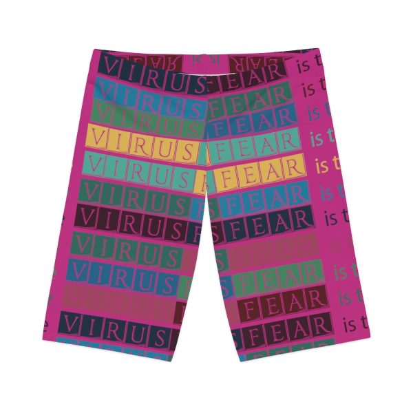 Women's Bike Shorts (AOP) - Fear Is The Virus LOGO 3 (Hot Pink BG) - Image 26