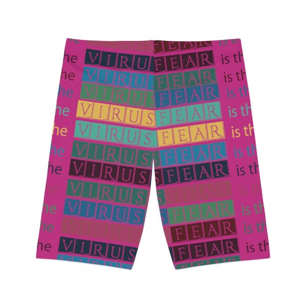 Women's Bike Shorts (AOP) - Fear Is The Virus LOGO 3 (Hot Pink BG) - Image 33