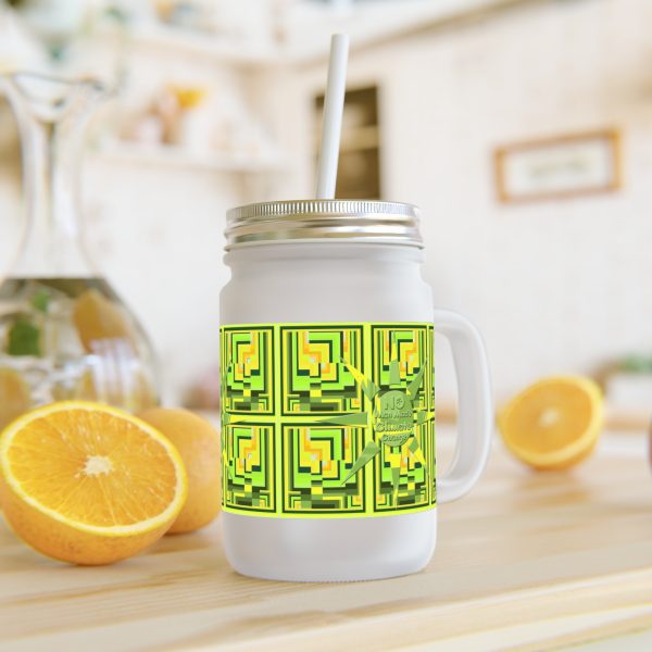 Mason Jar - No Man Made Climate Change - Multi Green Geometric BG
