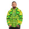 Fashion Hoodie (AOP) - No Man Made Climate Change - Multi Green Geometric BG - Image 12