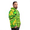 Fashion Hoodie (AOP) - No Man Made Climate Change - Multi Green Geometric BG - Image 14