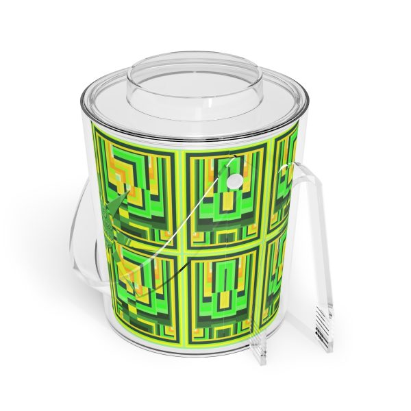Ice Bucket with Tongs - No Man Made Climate Change - Multi Green Geometric BG - Image 6