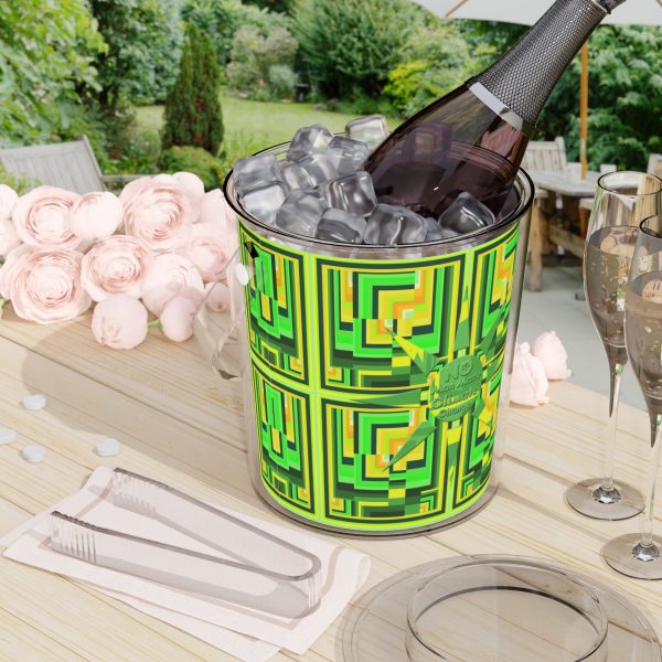 Ice Bucket with Tongs - No Man Made Climate Change - Multi Green Geometric BG - Image 8