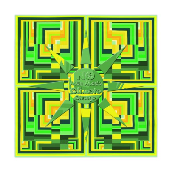 Tablecloth - No Man Made Climate Change - Multi Green Geometric BG - Image 2