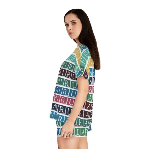 Women's Short Pajama Set (AOP) - Fear Is The Virus LOGO 3 - Image 6