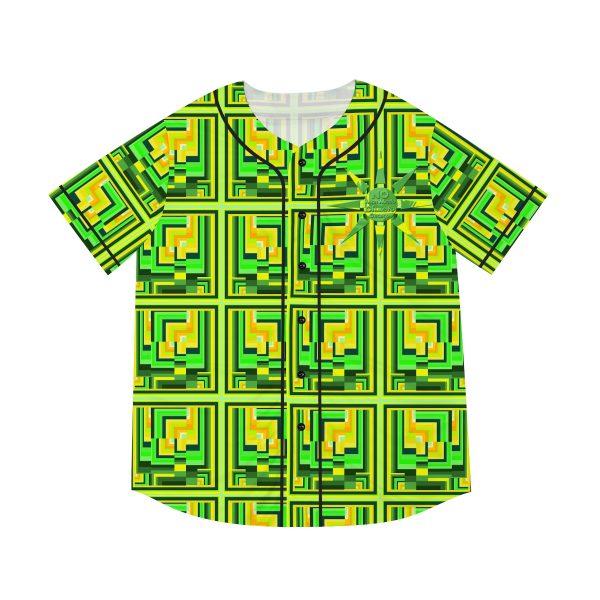 Men's Baseball Jersey (AOP) - No Man Made Climate Change - Multi Green Geometric BG - Image 20