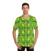 Men's Baseball Jersey (AOP) - No Man Made Climate Change - Multi Green Geometric BG - Image 31