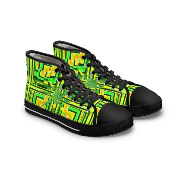 Women's High Top Sneakers - No Man Made Climate Change - Multi Green Geometric BG - Image 9