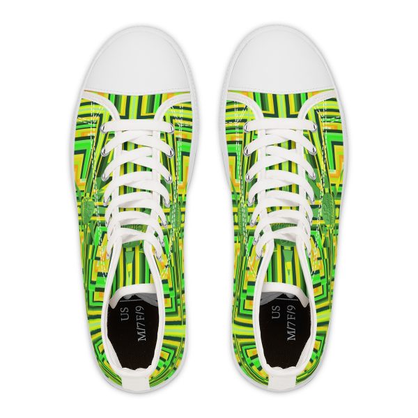 Women's High Top Sneakers - No Man Made Climate Change - Multi Green Geometric BG - Image 3