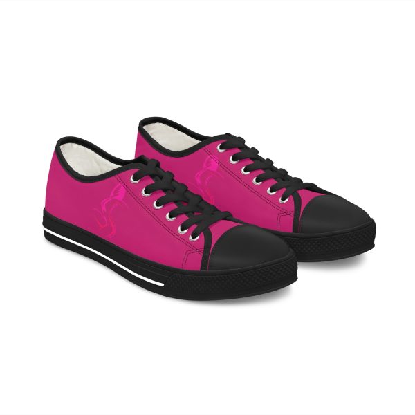 Women's Low Top Sneakers - Women Are Not Costumes (Dark Rose Pink BG) - Image 9