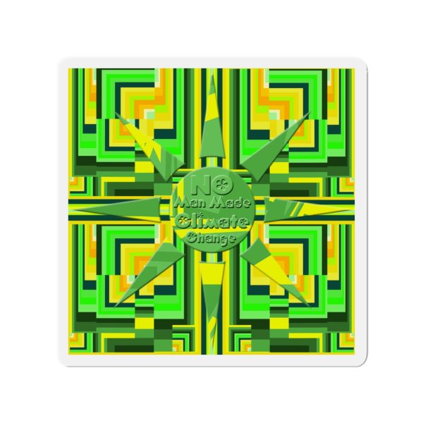 Die-Cut Magnets - No Man Made Climate Change - Multi Green Geometric BG - Image 7