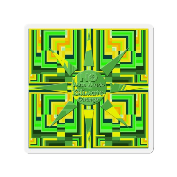 Die-Cut Magnets - No Man Made Climate Change - Multi Green Geometric BG - Image 10