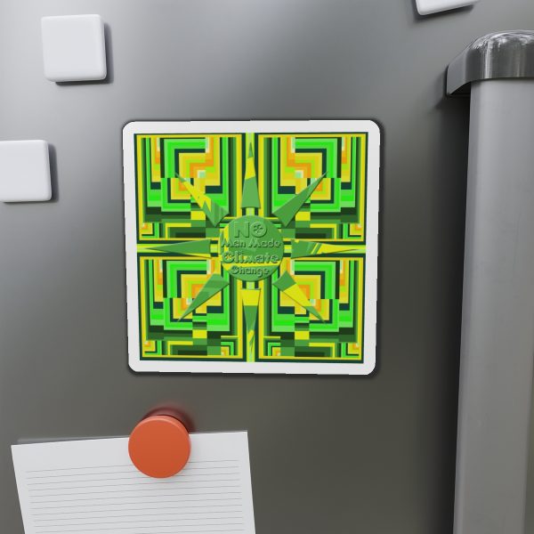 Die-Cut Magnets - No Man Made Climate Change - Multi Green Geometric BG - Image 14
